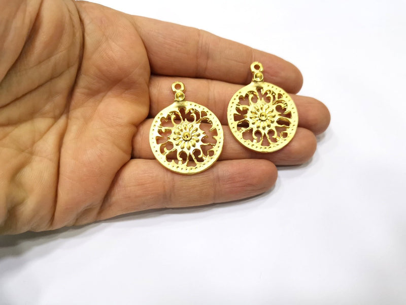 2 Gold Charms Gold Plated Charms  (39x29mm)  G17341