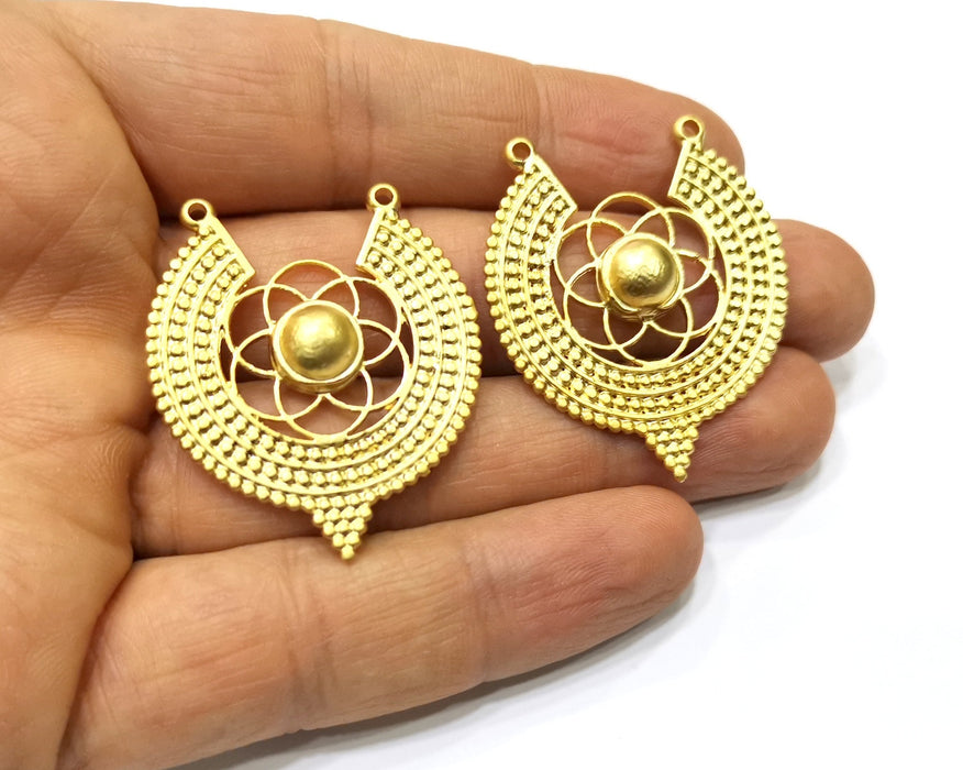 2 Gold Charms Gold Plated Charms  (40x34mm)  G17347