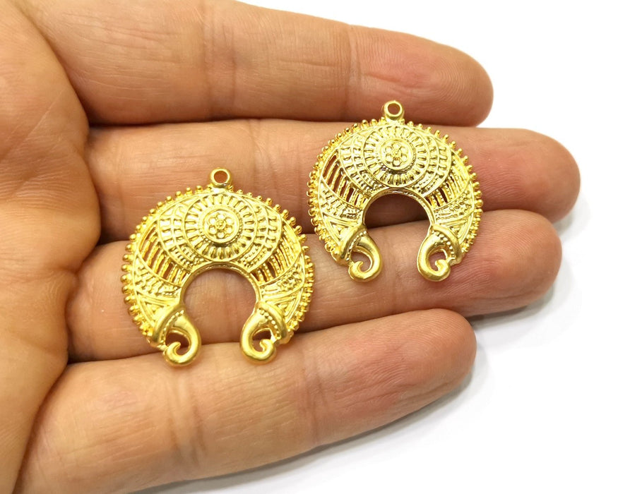 2 Gold Charms Gold Plated Charms  (30x28mm)  G17348