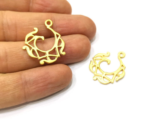 4 Gold Charms Gold Plated Charms  (27x23mm)  G17350