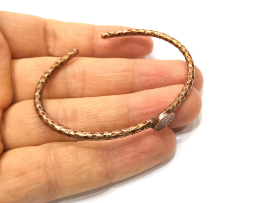 Bracelet Blank Hammered Cuff Mountings Bangle Blank Glass Cabochon Base Adjustable Antique Copper Bracelet (10mm Blank) G17355