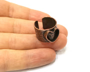 Copper Ring Settings inlay Ring Blank Mosaic Ring Bezel Base Cabochon Mountings (10 mm blank) Antique Copper Plated Brass  G17358