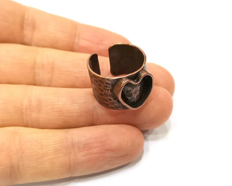 Copper Ring Settings inlay Ring Blank Mosaic Ring Bezel Base Cabochon Mountings (10 mm blank) Antique Copper Plated Brass  G17358