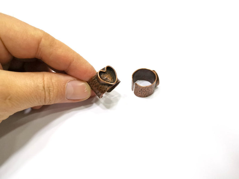 Copper Ring Settings inlay Ring Blank Mosaic Ring Bezel Base Cabochon Mountings (10 mm blank) Antique Copper Plated Brass  G17358