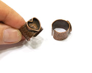 Copper Ring Settings inlay Ring Blank Mosaic Ring Bezel Base Cabochon Mountings (10 mm blank) Antique Copper Plated Brass  G17358