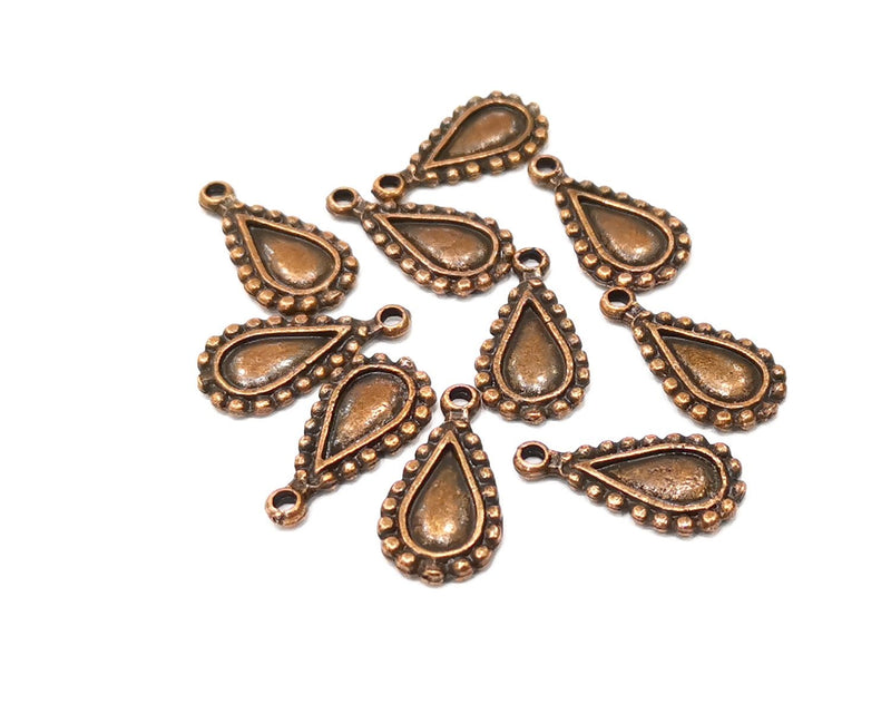 10 Teardrop Charm Antique Copper Charm (20x10mm) G17364