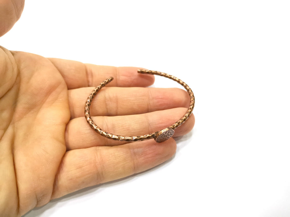 Bracelet Blank Hammered Cuff Mountings Bangle Blank Glass Cabochon Base Adjustable Antique Copper Bracelet (12mm Blank) G17382