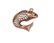 2 Fish Charm Antique Copper Charm (44x39mm) G17386
