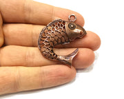 2 Fish Charm Antique Copper Charm (44x39mm) G17386