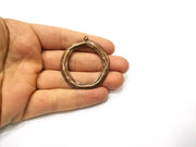 2 Circle Charm Antique Copper Charm (43mm) G17393