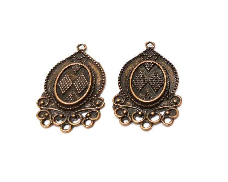 2 Copper Charm Connector Antique Copper Charm (44x28mm) G17395