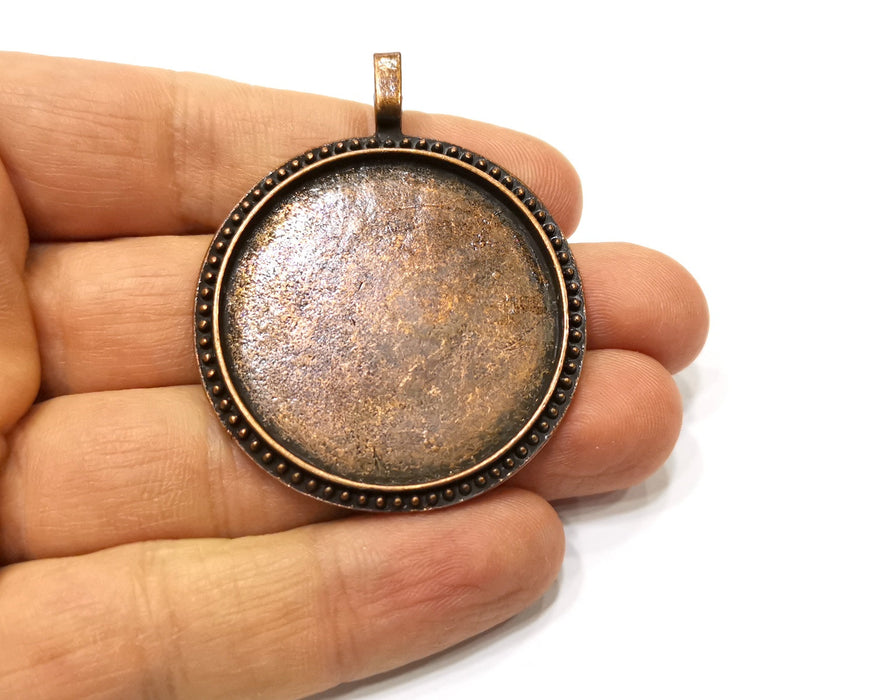 Copper Pendant Blank Necklace Blank Mountings Antique Copper Plated Metal (38 mm blank)  G17403