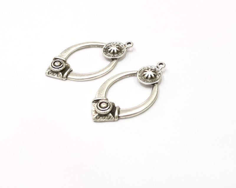 2 Silver Charms Antique Silver Plated Charms (45x25mm)  G16461
