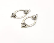 2 Silver Charms Antique Silver Plated Charms (45x25mm)  G16461