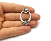 2 Silver Charms Antique Silver Plated Charms (45x25mm)  G16461