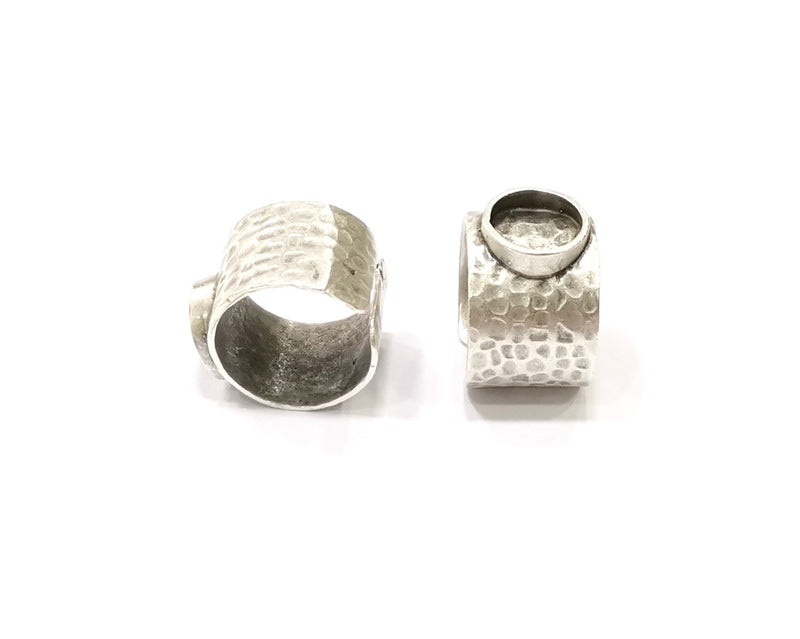 Silver Ring Setting Resin Ring Blank Cabochon Base inlay Ring Mounting Adjustable Ring Base Bezel (10 mm)Antique Silver Plated Brass  G16462