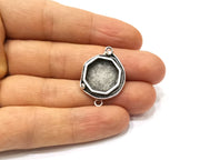 Silver Pendant Blank Mosaic Base Blank inlay Blank Necklace Blank Resin Blank Antique Silver Plated Brass ( 15x15mm Octagonal blank)  G16465