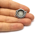 Silver Pendant Blank Mosaic Base Blank inlay Blank Necklace Blank Resin Blank Antique Silver Plated Brass ( 15x15mm Octagonal blank)  G16465