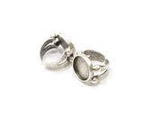 Silver Ring Setting Resin Ring Blank Cabochon Base inlay Ring Mounting Adjustable Ring Base Bezel (15 mm)Antique Silver Plated Brass  G16466