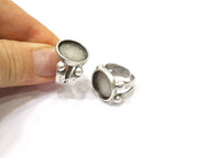Silver Ring Setting Resin Ring Blank Cabochon Base inlay Ring Mounting Adjustable Ring Base Bezel (15 mm)Antique Silver Plated Brass  G16466