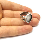 Silver Ring Setting Resin Ring Blank Cabochon Base inlay Ring Mounting Adjustable Ring Bezel (15x15mm)Antique Silver Plated Brass  G16472