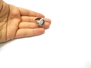 Silver Ring Setting Resin Ring Blank Cabochon Base inlay Ring Mounting Adjustable Ring Bezel (15x15mm)Antique Silver Plated Brass  G16472