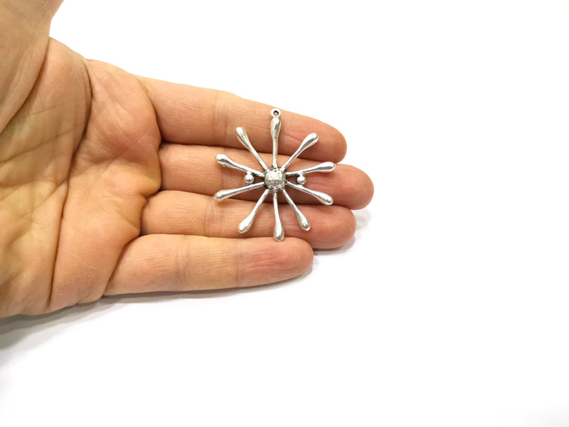 Silver Plated Pendant Antique Silver Plated Brass (45mm) G16474