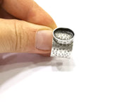 Silver Ring Setting Resin Ring Blank Cabochon Base inlay Ring Mounting Adjustable Ring Bezel (14x10mm)Antique Silver Plated Brass  G17515
