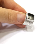 Silver Ring Setting Resin Ring Blank Cabochon Base inlay Ring Mounting Adjustable Ring Bezel (10x10mm)Antique Silver Plated Brass  G16476