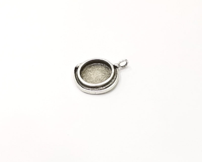 3 Silver Pendant Blank Mosaic Base Blank inlay Blank Necklace Blank Resin Blank Antique Silver Plated Brass ( 15mm round blank)  G16477