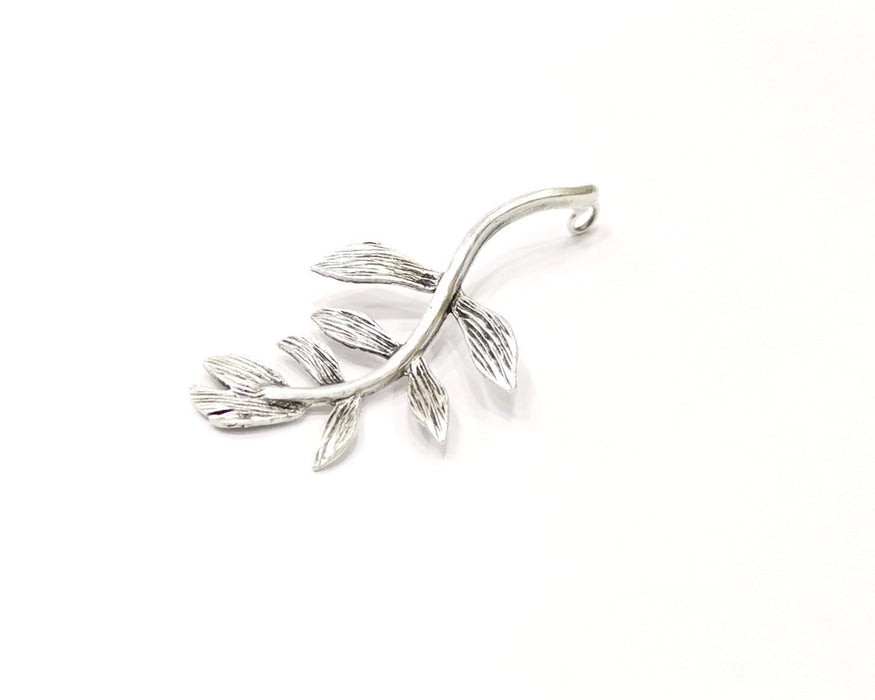 Leaf Pendant Antique Silver Plated Brass (57x28mm) G16479