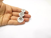 Flower Pendant Antique Silver Plated Brass Three piece and connected with the ring (61x25mm) G16481