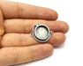 Silver Pendant Blank Mosaic Base Blank inlay Blank Necklace Blank Resin Blank Antique Silver Plated Brass ( 15mm round blank)  G17684