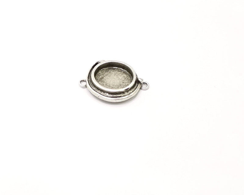 Silver Pendant Blank Mosaic Base Blank inlay Blank Necklace Blank Resin Blank Antique Silver Plated Brass ( 15mm round blank)  G17684