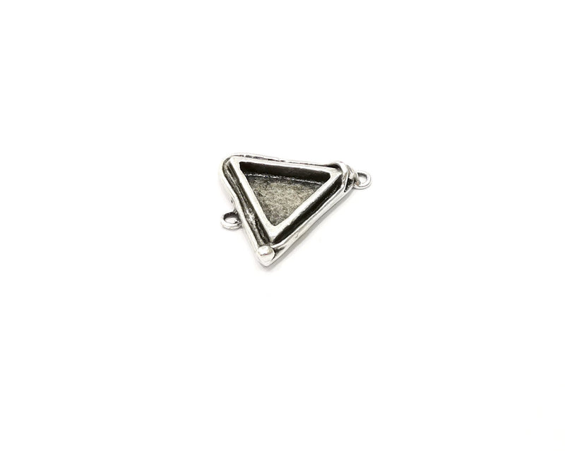 Silver Pendant Blank Mosaic Base Blank inlay Blank Necklace Blank Resin Blank Antique Silver Plated Brass ( 15x15mm triangle blank)  G16485