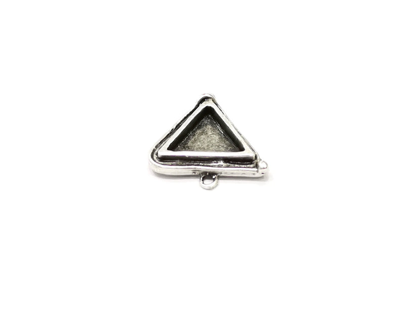 Silver Pendant Blank Mosaic Base Blank inlay Blank Necklace Blank Resin Blank Antique Silver Plated Brass ( 15x15mm triangle blank)  G16485
