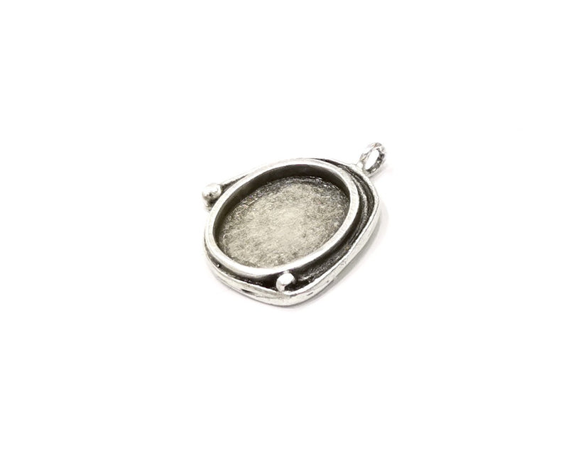 Silver Pendant Blank Mosaic Base Blank inlay Blank Necklace Blank Resin Blank Antique Silver Plated Brass ( 18x15mm oval blank)  G16487