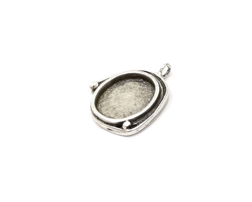 Silver Pendant Blank Mosaic Base Blank inlay Blank Necklace Blank Resin Blank Antique Silver Plated Brass ( 18x15mm oval blank)  G16487