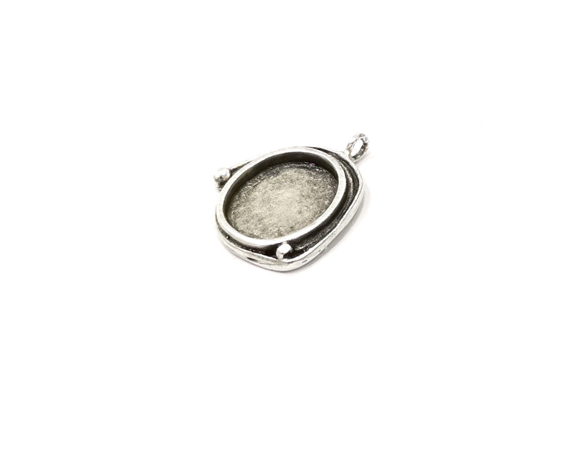 Silver Pendant Blank Mosaic Base Blank inlay Blank Necklace Blank Resin Blank Antique Silver Plated Brass ( 18x15mm oval blank)  G16487
