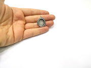 Silver Pendant Blank Mosaic Base Blank inlay Blank Necklace Blank Resin Blank Antique Silver Plated Brass ( 18x15mm oval blank)  G16487