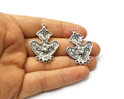 2 Silver Charms Connector Antique Silver Plated Charms (37x26mm)  G16490
