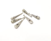 4 Silver Charms Antique Silver Plated Charms Double sided (34x7mm)  G17551