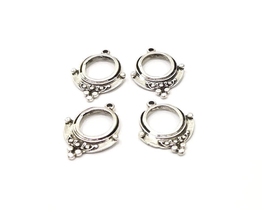 4 Silver Charms Antique Silver Plated Charms (27x20mm)  G16495