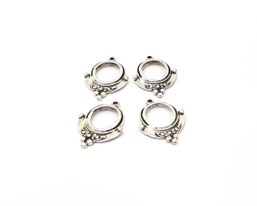 4 Silver Charms Antique Silver Plated Charms (27x20mm)  G16495