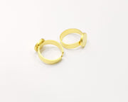 Gold Ring Blank Setting Cabochon Base Ring Hammered Mounting Adjustable Ring Bezel (11mm blank ) Gold Plated Metal G16503