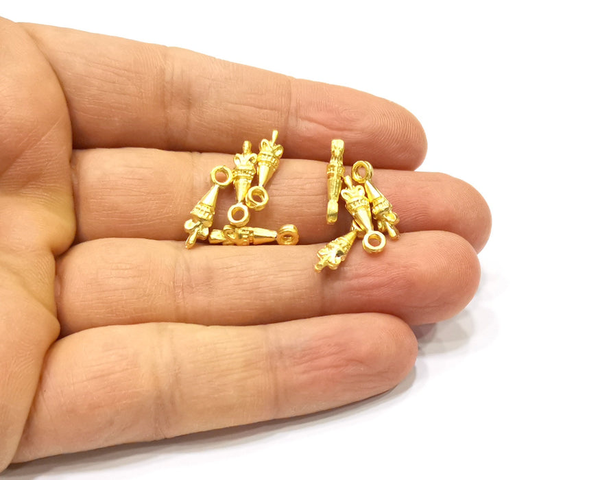 10 Gold Charms Gold Plated Charms  (16x4mm)  G16500