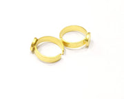 Gold Ring Blank Setting Cabochon Base Ring Hammered Mounting Adjustable Ring Bezel (9mm blank ) Gold Plated Metal G16497