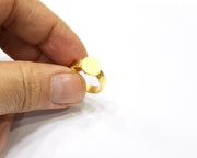 Gold Ring Blank Setting Cabochon Base Ring Hammered Mounting Adjustable Ring Bezel (9mm blank ) Gold Plated Metal G16497