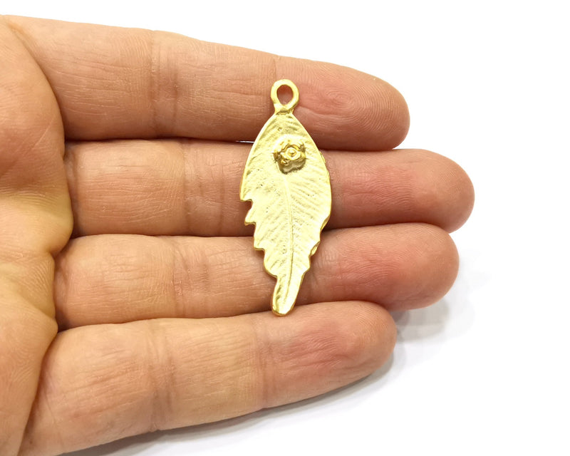 2 Leaf Charms Gold Plated Charms  (44x17mm)  G16504