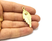 2 Leaf Charms Gold Plated Charms  (44x17mm)  G16504